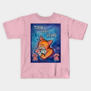 Clean Your Beans Kitty Cat Kids T-Shirt